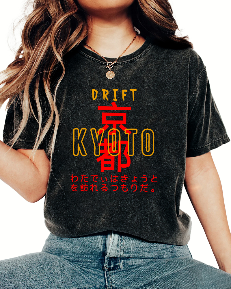 Kyoto, Japan Vintage Washed T-shirt-Zazasy