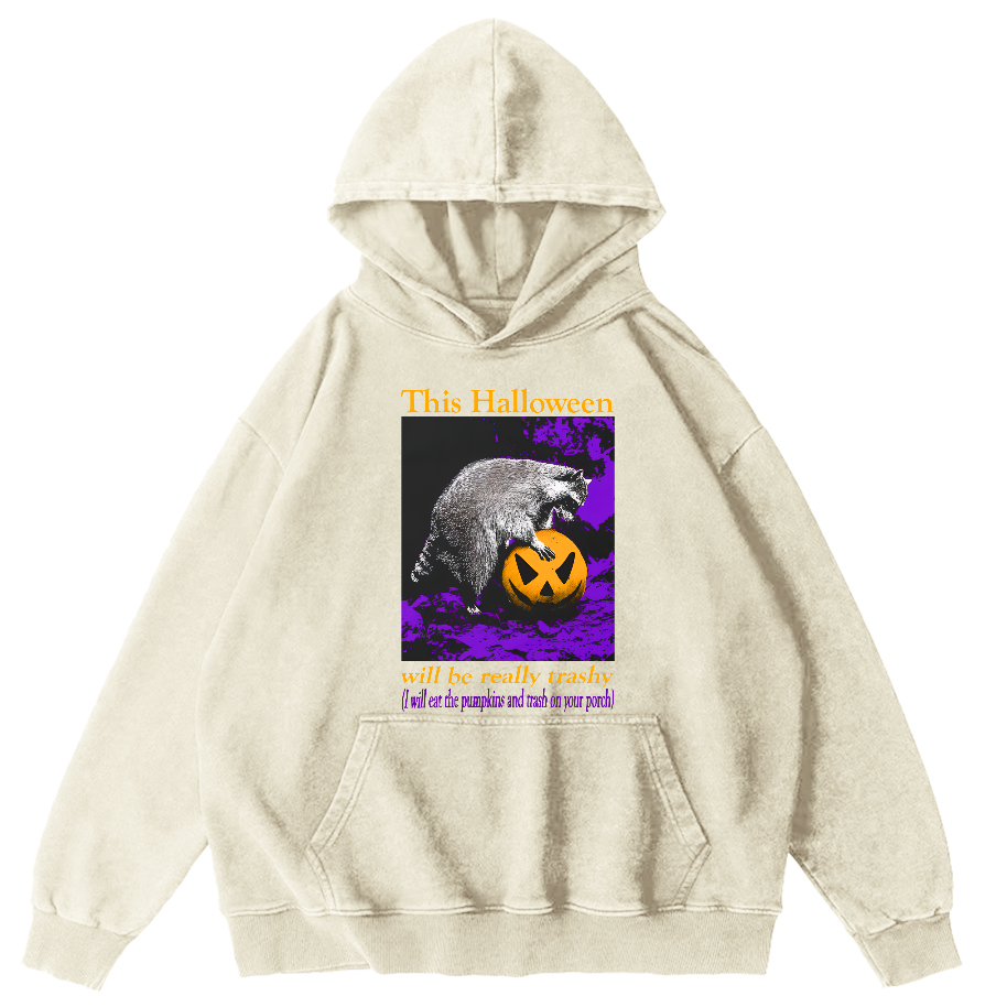 This Year's Halloween Will Be a Vulgar Raccoon Vintage Distressed Hoodie-Zazasy
