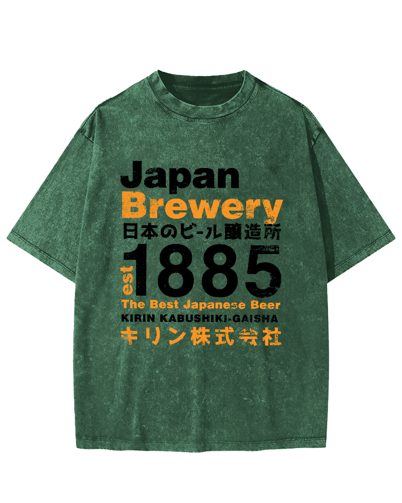 Japan Brewery Vintage Washed T-shirt-Zazasy