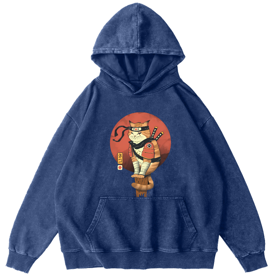Warrior Cat Vintage Distressed Hoodie-Zazasy
