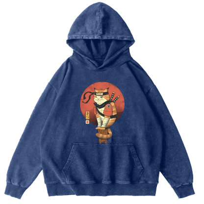 Warrior Cat Vintage Distressed Hoodie-Zazasy