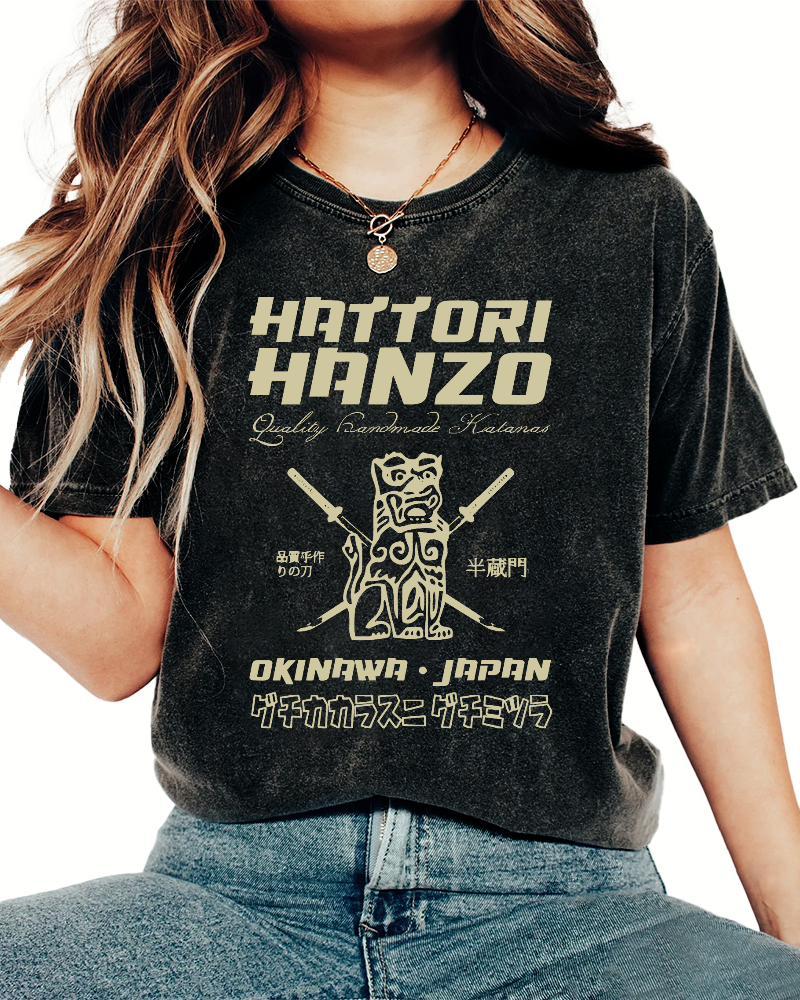 Hattori Hanzo Retro Vintage Washed T-shirt-Zazasy