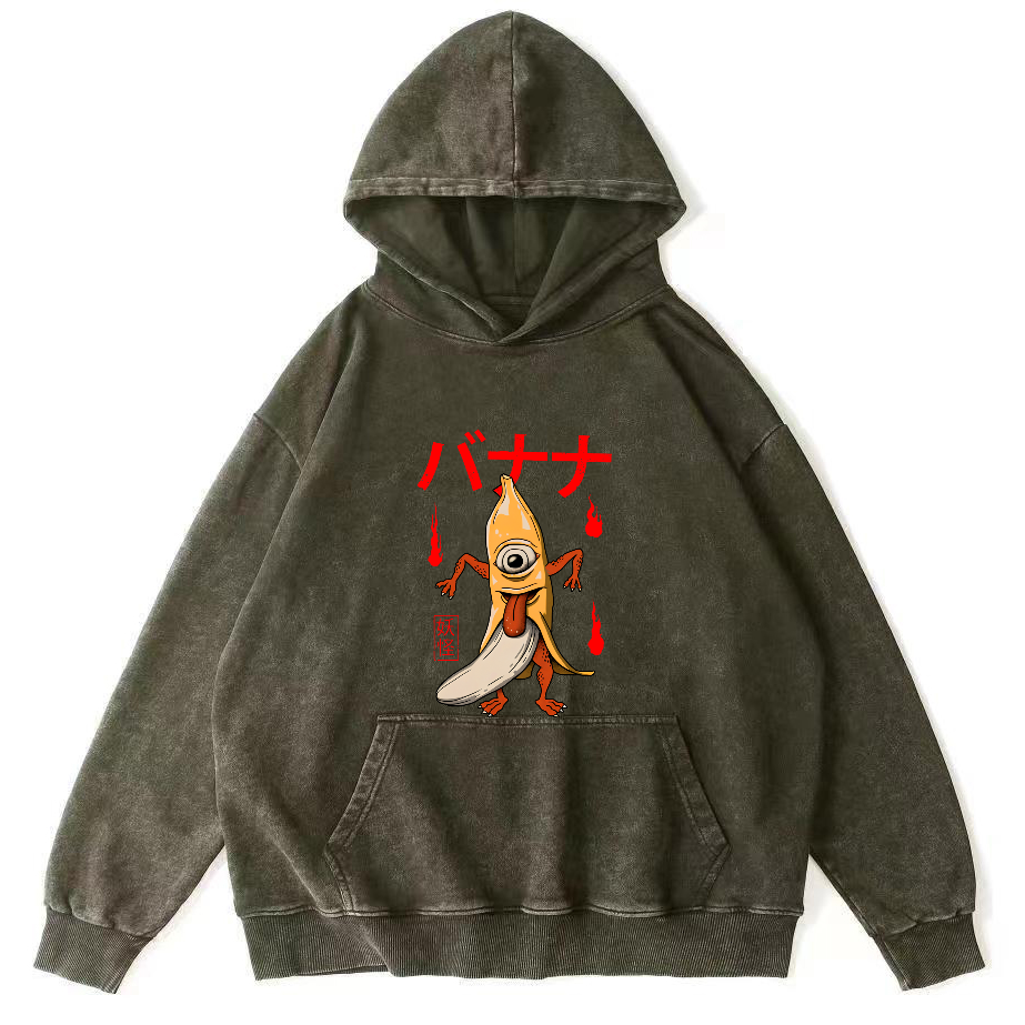 Banana Monster Japanese Vintage Distressed Hoodie-Zazasy