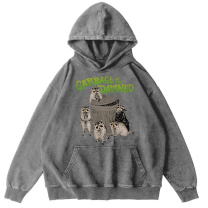 Cute Little Raccoon Vintage Distressed Hoodie-Zazasy