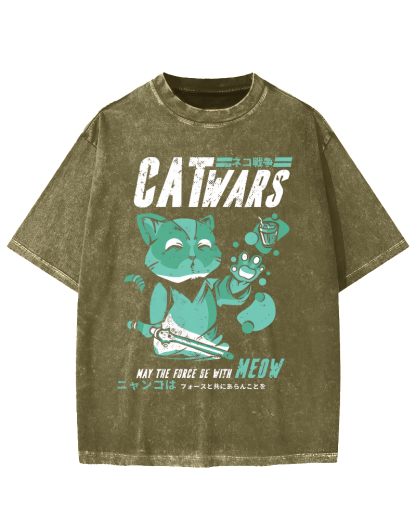 Cat Wars Vintage Washed T-shirt