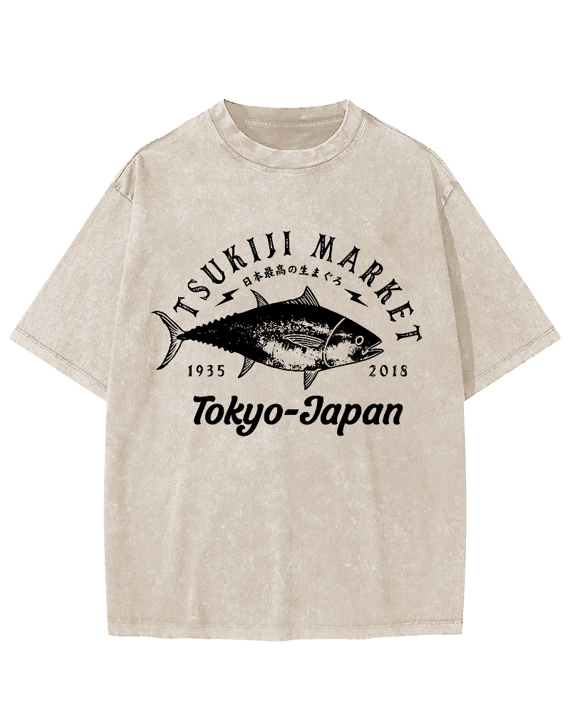 The Highest Quality Tuna in Japan Vintage Washed T-shirt-Zazasy