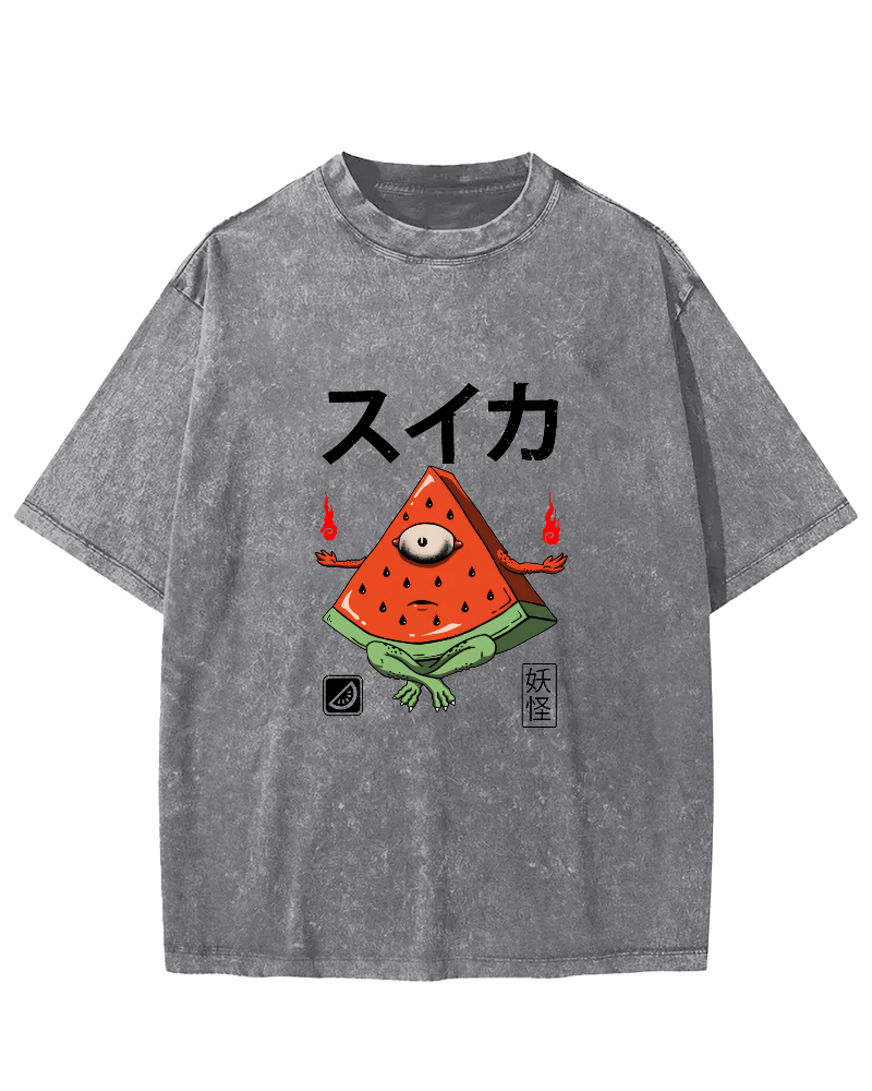 Watermelon Monster Japanese Vintage Distressed T-shirt-Zazasy