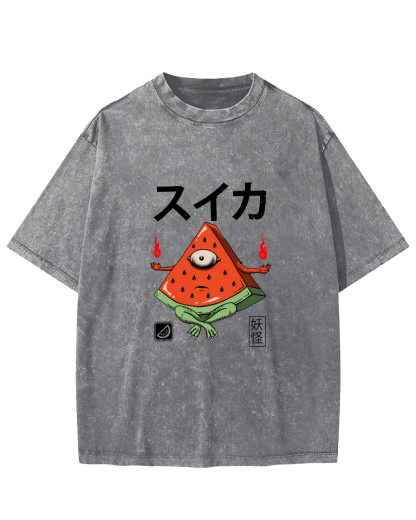 Watermelon Monster Japanese Vintage Distressed T-shirt-Zazasy