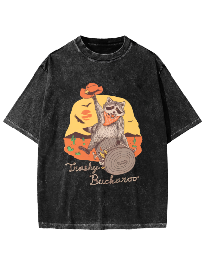 Raccoons Celebrating Halloween Vintage Distressed T-shirt-Zazasy