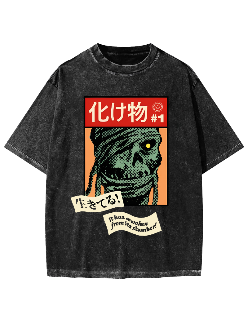 Monster Japanese Vintage Washed T-shirt-Zazasy