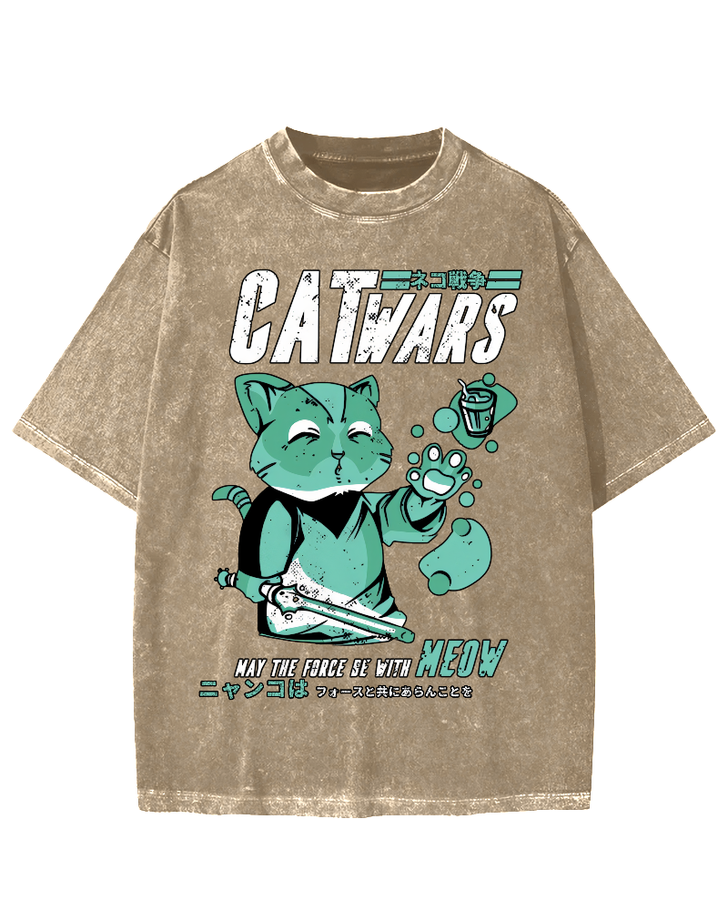 Cat Wars Vintage Washed T-shirt