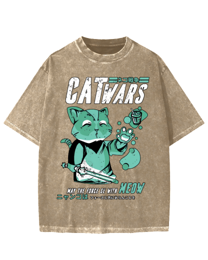 Cat Wars Vintage Washed T-shirt