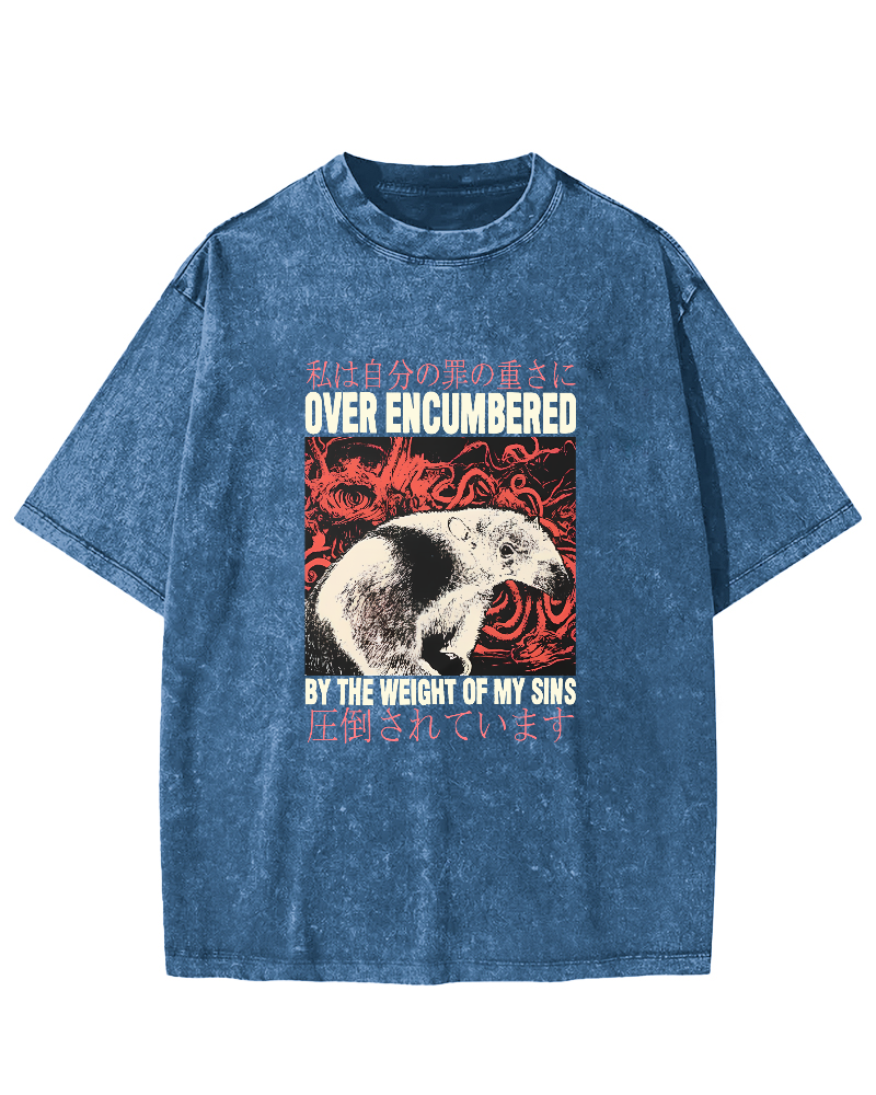 Retro Animal Pattern Japanese Style Vintage Distressed T-shirt-Zazasy