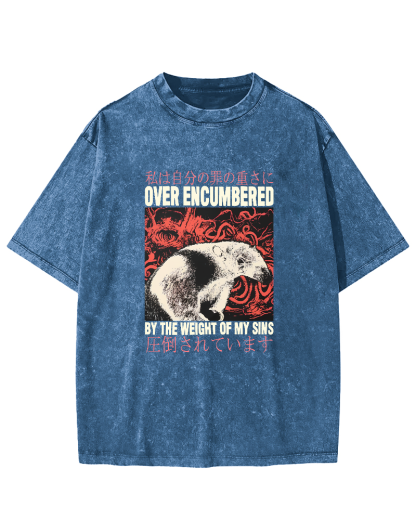 Retro Animal Pattern Japanese Style Vintage Distressed T-shirt-Zazasy