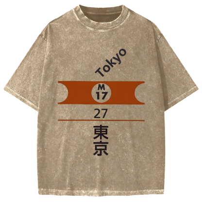 Tokyo Station of Marunouchi LIne Vintage Washed T-shirt