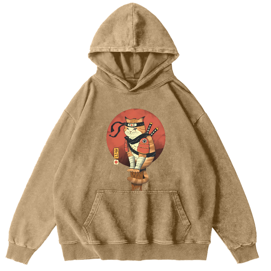 Warrior Cat Vintage Distressed Hoodie-Zazasy