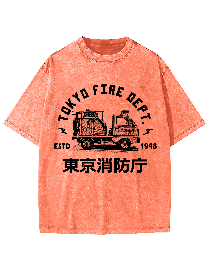 Tokyo Fire Department Vintage Washed T-shirt-Zazasy