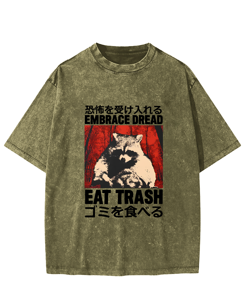 Raccoon Pattern Japanese Style Vintage Distressed T-shirt-Zazasy