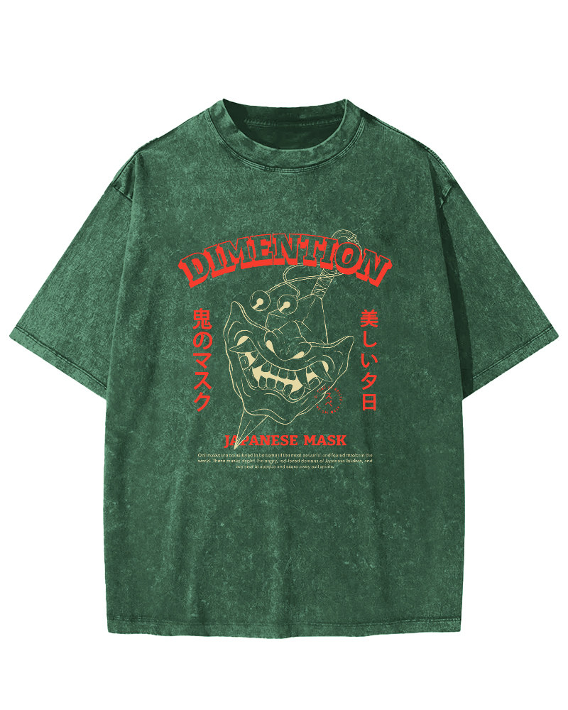Japanese Cultural Patterns Vintage Distressed T-shirt-Zazasy
