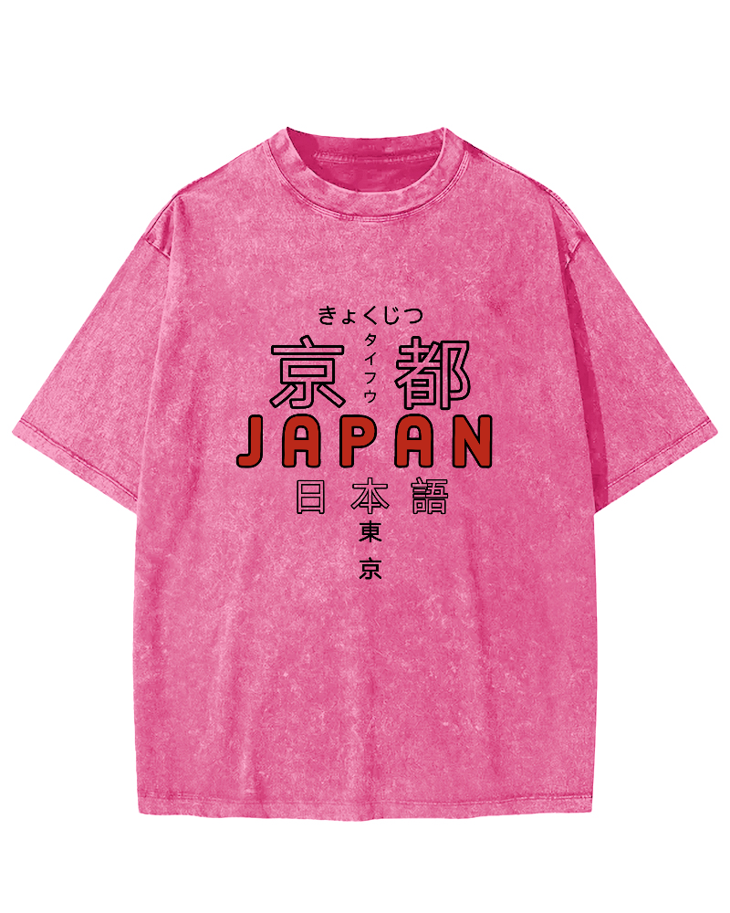 Kyoto Japanese Pattern Vintage Distressed T-shirt-Zazasy