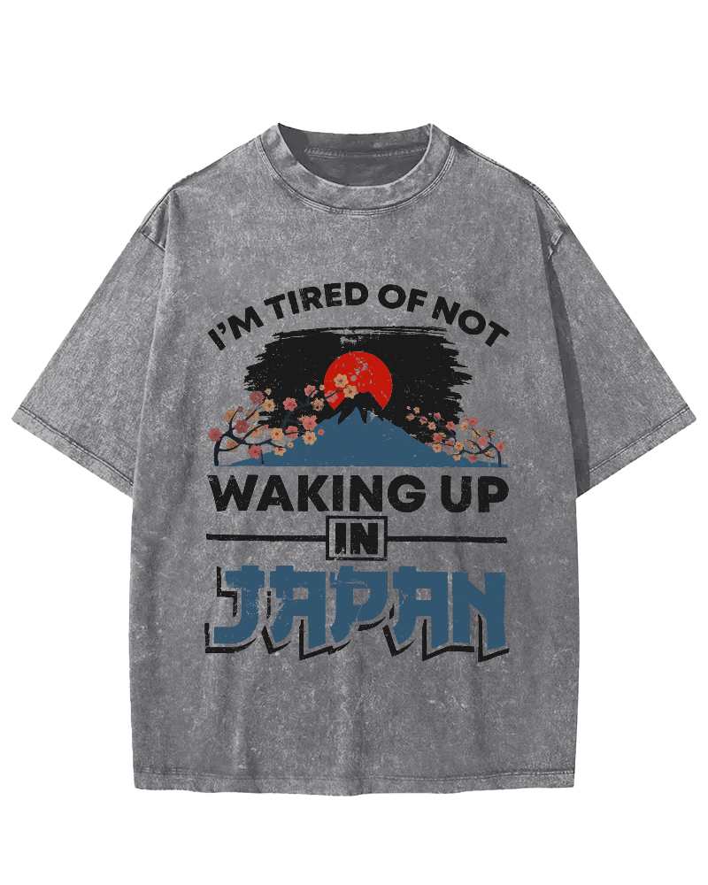 Mount Fuji in Japan Vintage Washed T-shirt-Zazasy