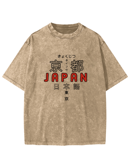 Kyoto Japanese Pattern Vintage Distressed T-shirt-Zazasy
