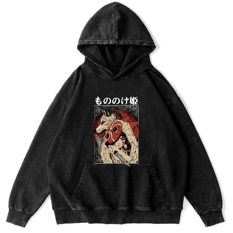 Anime Pattern Japanese Style Vintage Distressed Hoodie-Zazasy