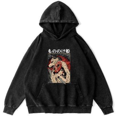Anime Pattern Japanese Style Vintage Distressed Hoodie-Zazasy