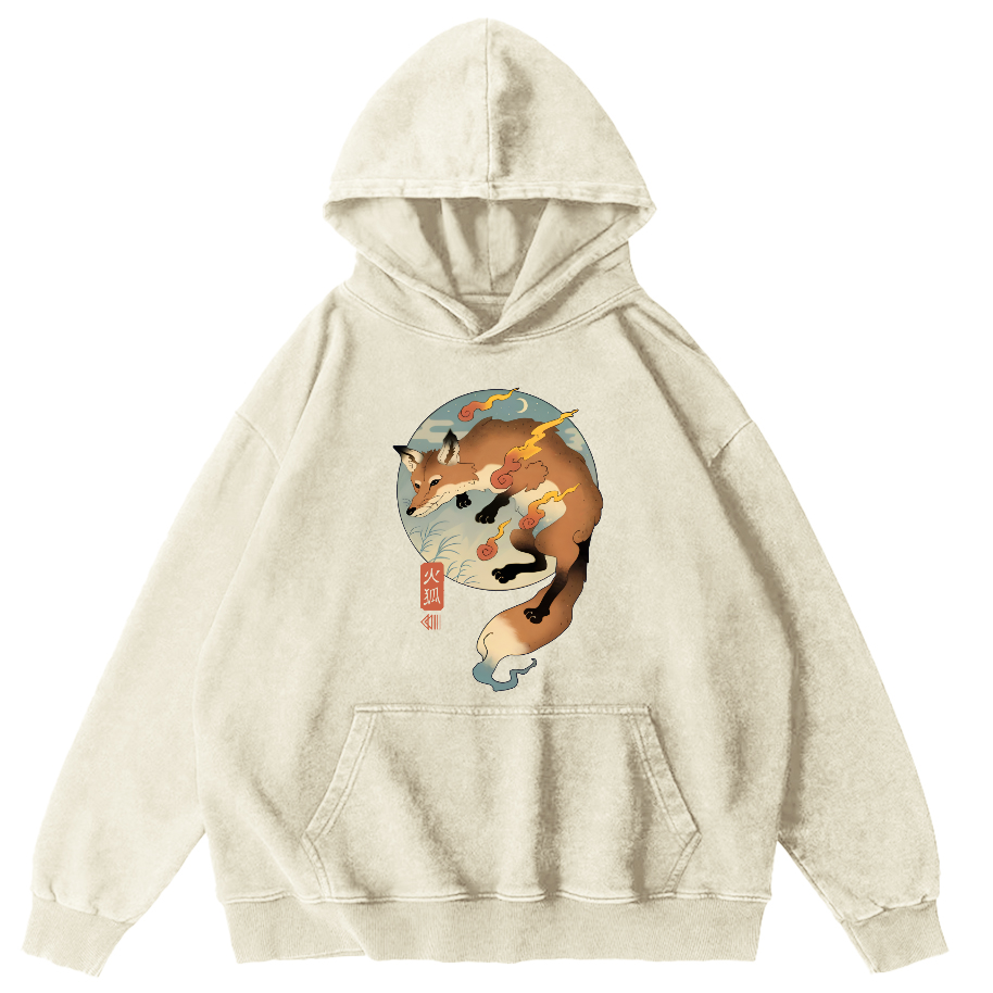 Firefox Japanese Vintage Distressed Hoodie-Zazasy
