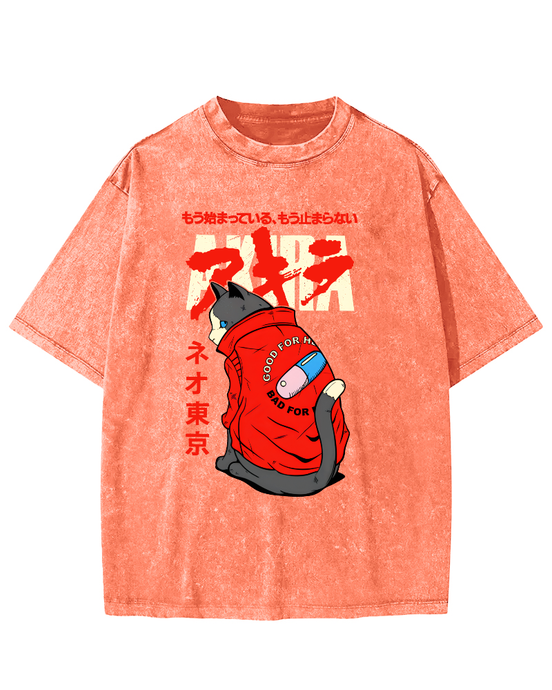 Cats in Tokyo Vintage Distressed T-shirt-Zazasy