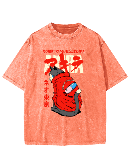 Cats in Tokyo Vintage Distressed T-shirt-Zazasy