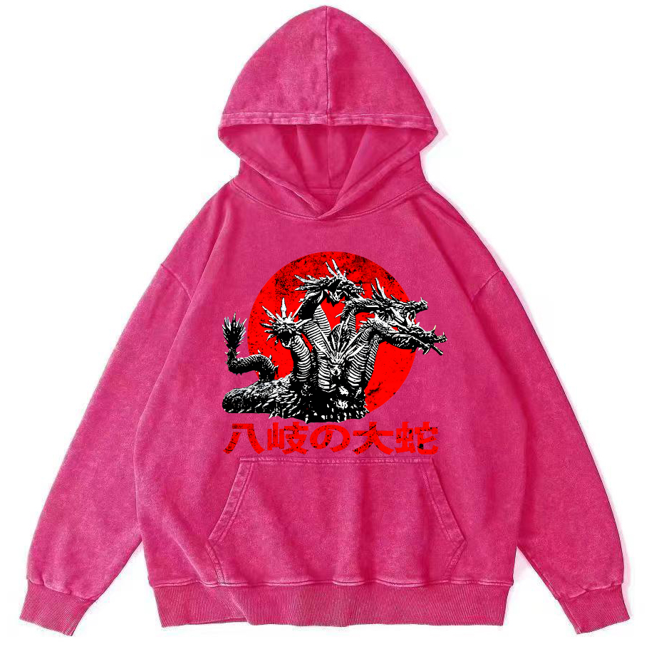 Japanese Style Giant Snake Monster Vintage Distressed Hoodie-Zazasy