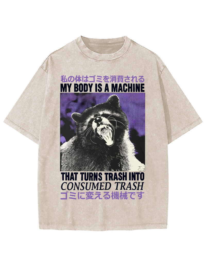 Angry Raccoon Japanese Vintage Distressed T-shirt-Zazasy