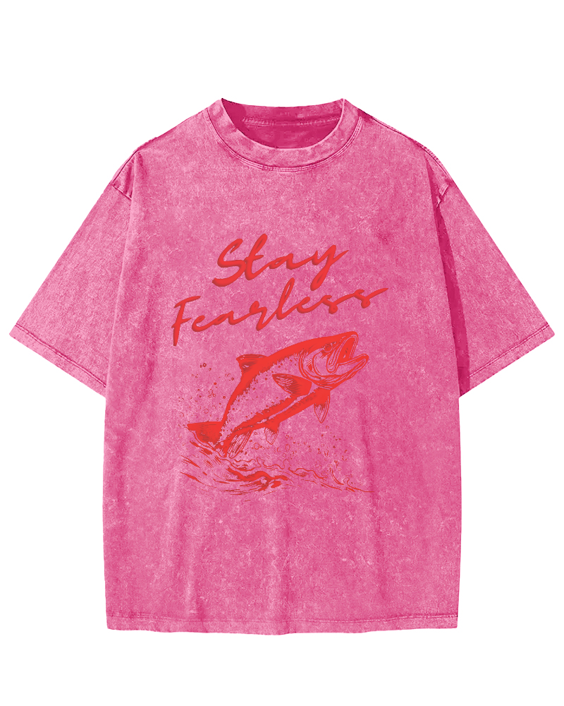 Ocean Salmon Leisure Vintage Distressed T-shirt-Zazasy