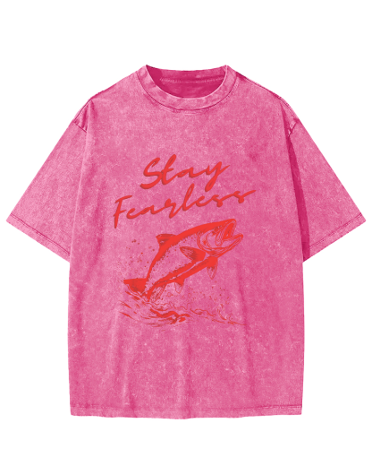 Ocean Salmon Leisure Vintage Distressed T-shirt-Zazasy