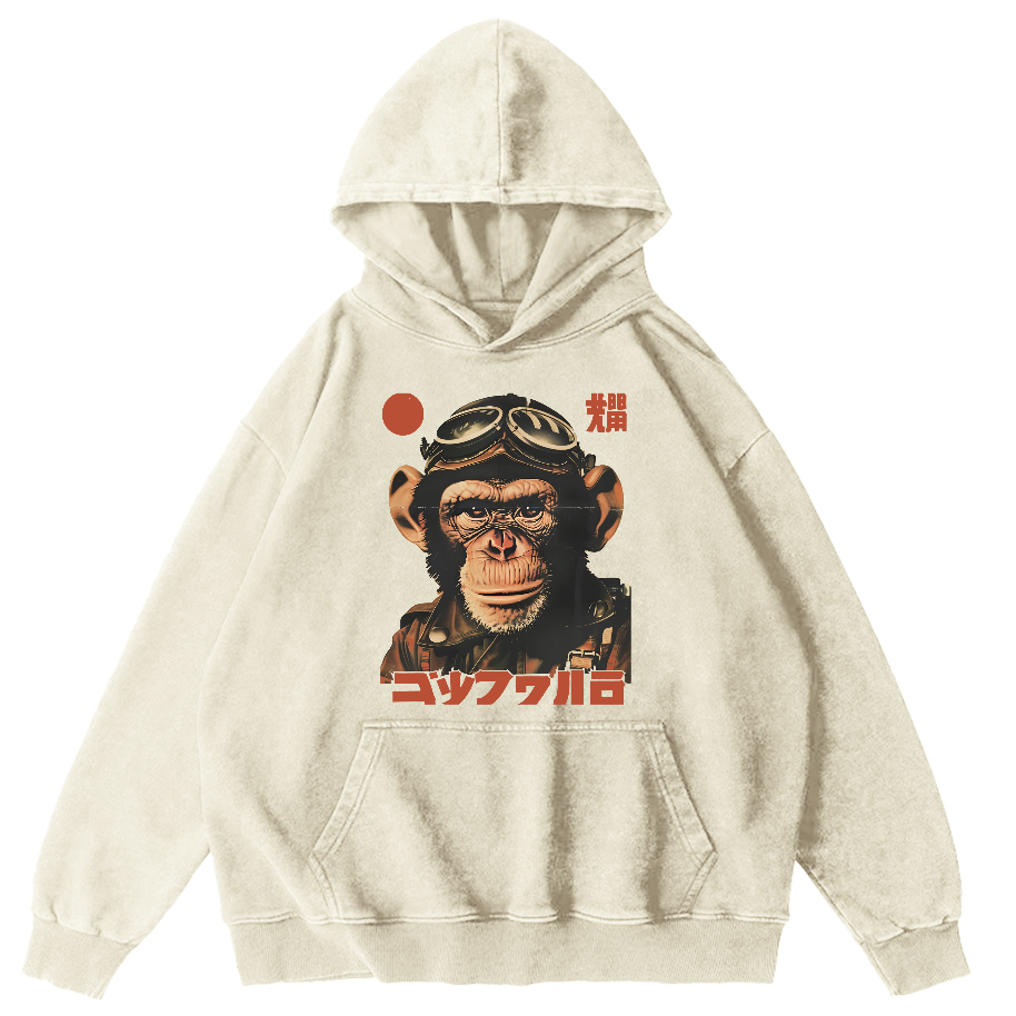 Gorilla Japanese Vintage Distressed Hoodie-Zazasy