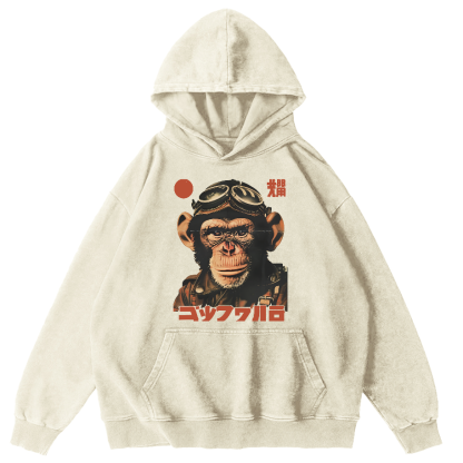 Gorilla Japanese Vintage Distressed Hoodie-Zazasy