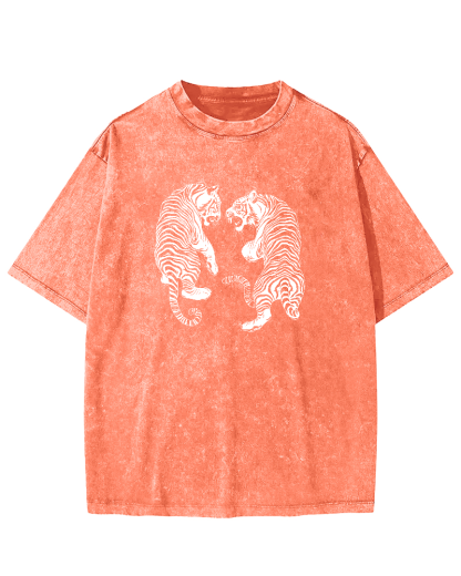 Two Tiger Patterns Vintage Distressed T-shirt
