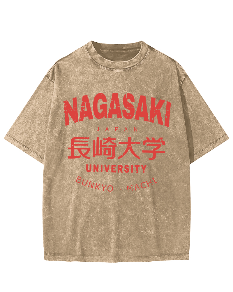 NAGASAKI University  Vintage Washed T-shirt-Zazasy