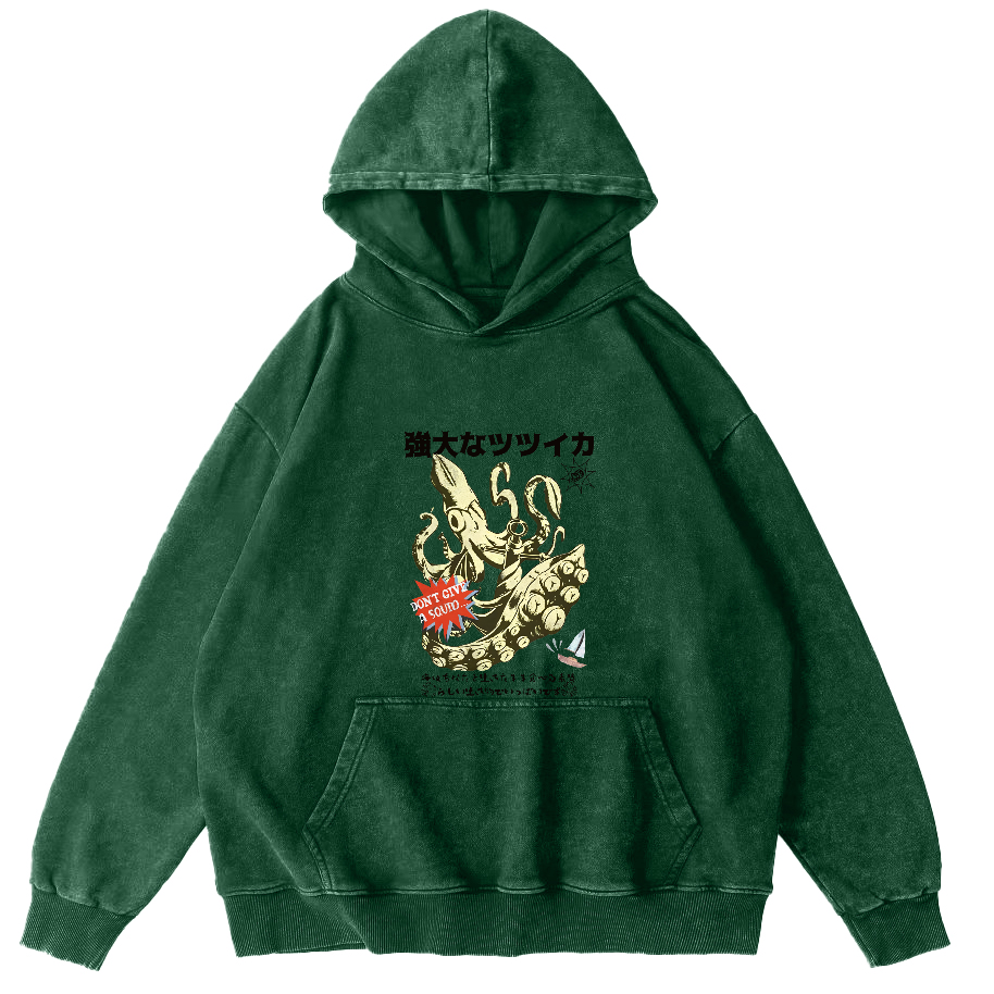Powerful Japanese Octopus Vintage Distressed Hoodie-Zazasy