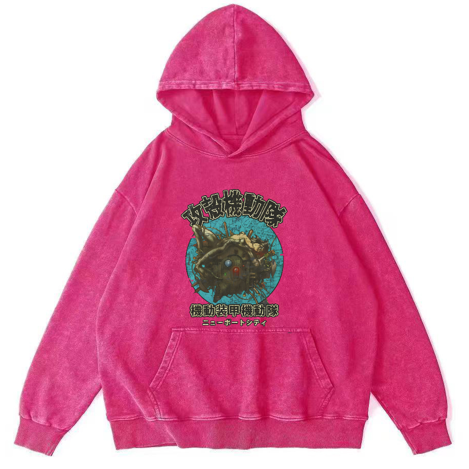 Mobile Armored Mechanical Team Vintage Washed Hoodie-Zazasy