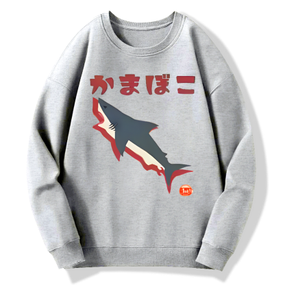 Great White Shark Japanese Retro Cotton Pullover Sweatshirt