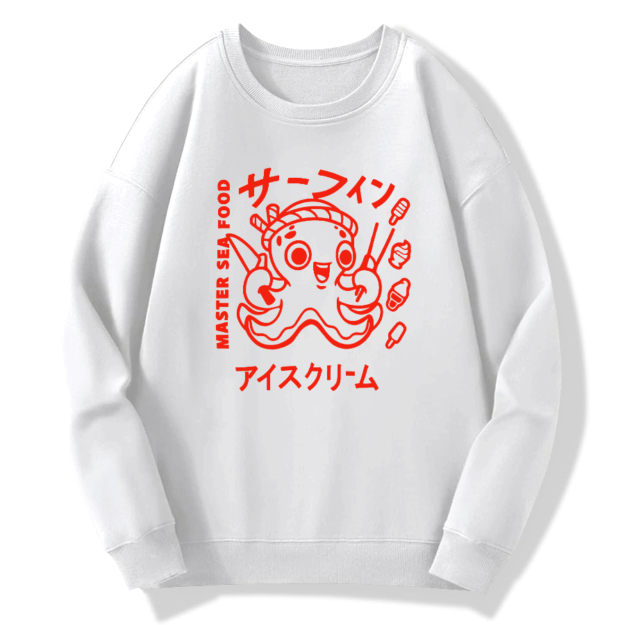 Japanese Octopus Cotton Pullover Sweatshirt