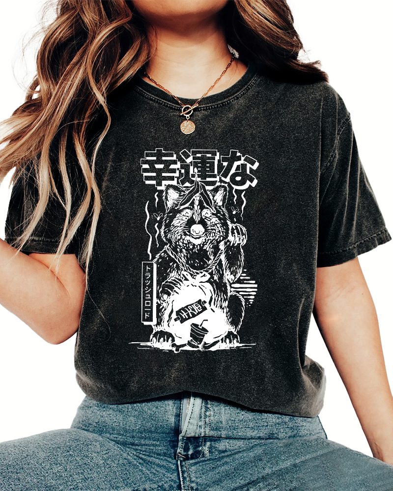 Lucky Japanese Vintage Distressed T-shirt-Zazasy