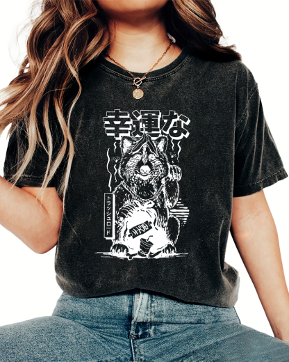 Lucky Japanese Vintage Distressed T-shirt-Zazasy