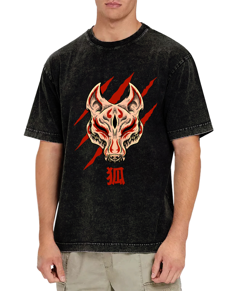 Fierce Fox Japan Vintage Washed T-shirt-Zazasy