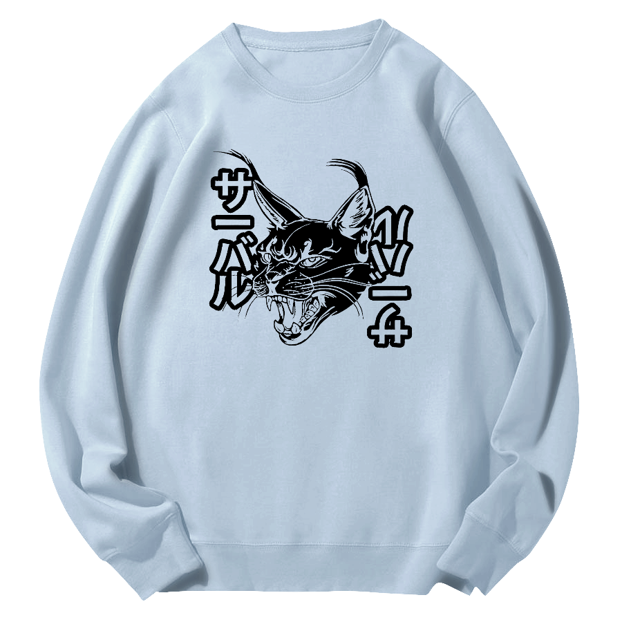 Japanese Elvis Presley Round Neck Sweatshirt-Zazasy