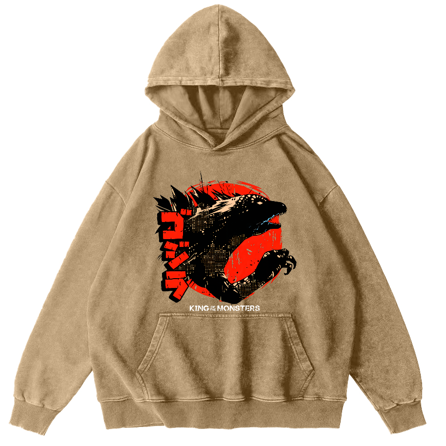 King oF Monsters Vintage Distressed Hoodie-Zazasy