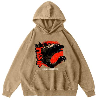 King oF Monsters Vintage Distressed Hoodie-Zazasy