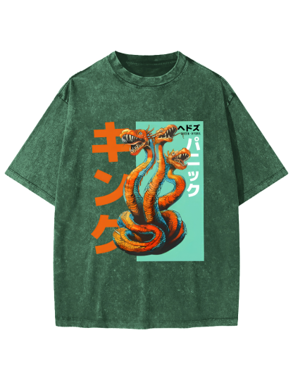 Queen Hydra Monster Vintage Washed T-shirt-Zazasy